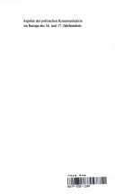 Aspekte der politischen Kommunikation im Europa des 16. und 17. Jahrhunderts