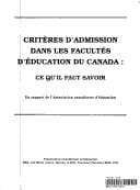 Critères d'admission dans les facultés d'éducation du Canada