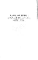 Paris au temps d'Ignace de Loyola (1528-1535)