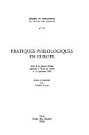 Pratiques philologiques en Europe