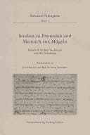 Scrinium Friburgense, Band 15: Studien zu Frauenlob und Heinrich von M ugeln