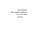 Der Stimmen Ordnung:  uber Thomas Kling