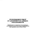 Investissement privé et ajustement en Afrique sub-saharienne