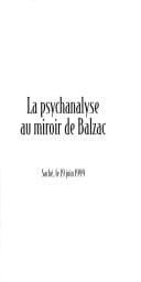 La psychanalyse au miroir de Balzac