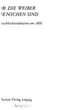 Ob die Weiber Menschen sind