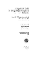 Les premiers siècles de la République européenne des lettres