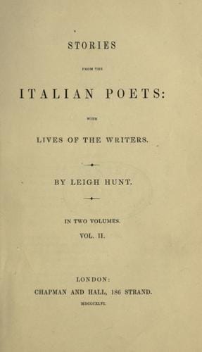Stories from the Italian poets, with lives of the writers