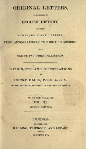 Original letters, illustrative of English history