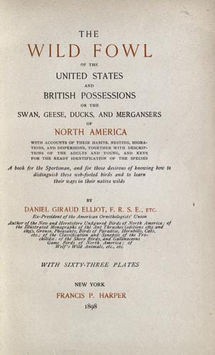 The wild fowl of the United States and British possessions, or, The Swan, geese, ducks, and mergansers of North America