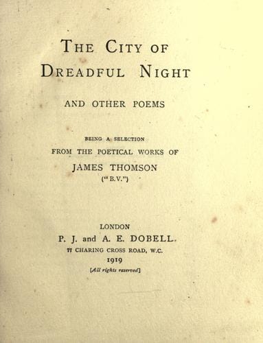 The city of dreadful night and other poems