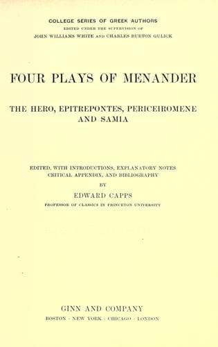 Four plays of Menander