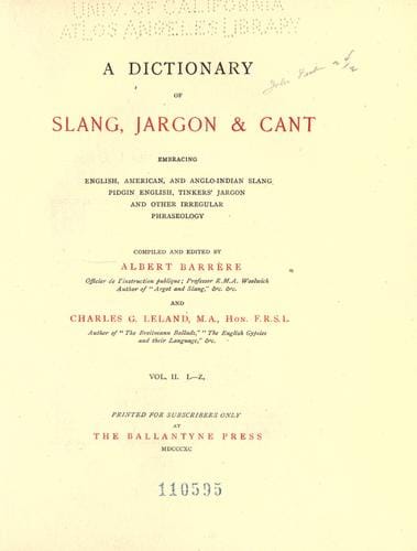 A dictionary of slang, jargon & cant