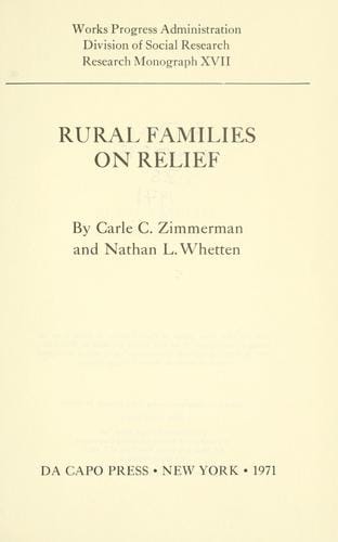Rural families on relief