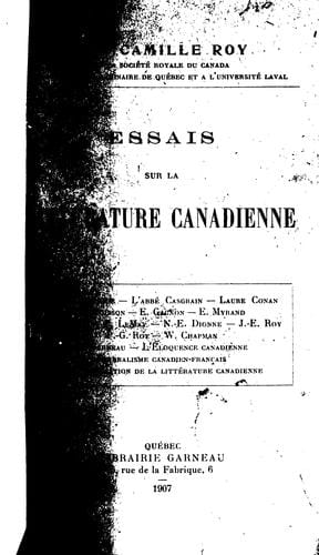 Essais sur la littérature canadienne