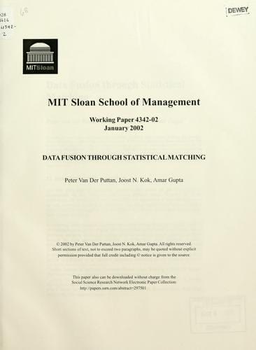 Data fusion through statistical matching