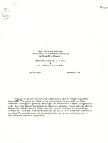 Scale, scope and spillovers