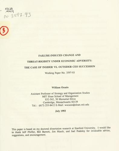 Failure-induced change and threat-rigidity under economic adversity