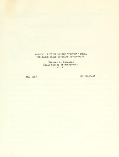Hitachi--pioneering the "factory" model for large-scale software development