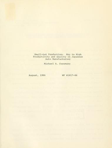 Small-lot production