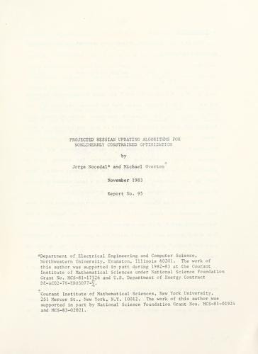 Projected Hessian updating algorithms for nonlinearly constrained optimization