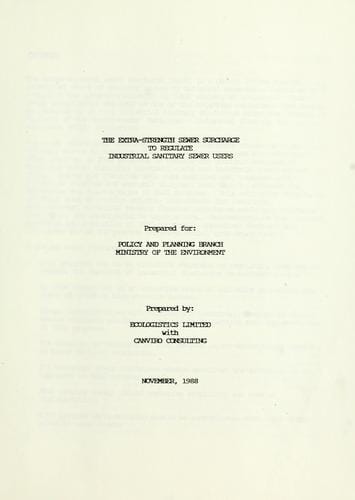 The Extra-strength sewer surcharge to regulate industrial sanitary sewer users