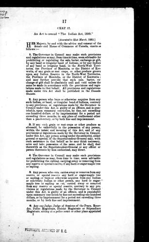 An Act to amend "The Indian Act, 1880."