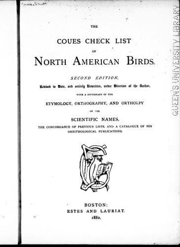The Coues check list of North American birds