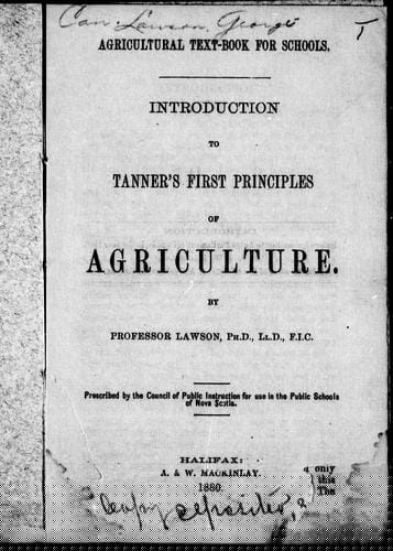 Introduction to Tanner's First principles of agriculture