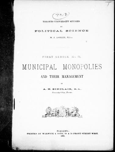 Municipal monopolies and their management