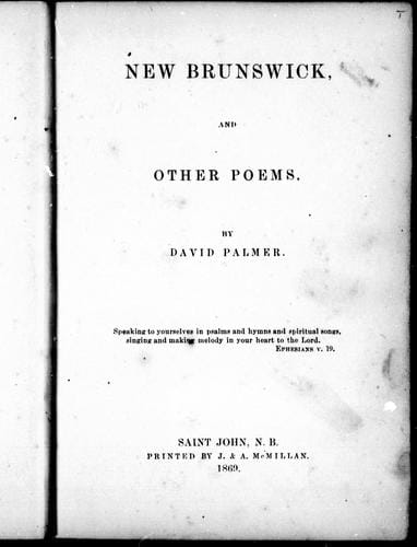 New Brunswick, and other poems