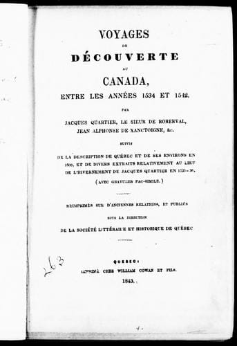 Voyages de découverte au Canada, entre les années 1534 et 1542
