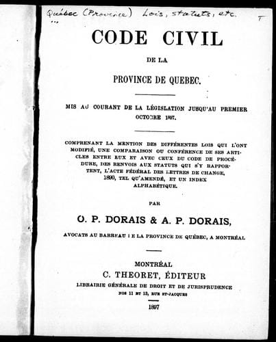 Code civil de la province de Québec