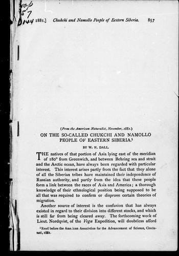 On the so-called Chukchi and Namollo people of Eastern Siberia