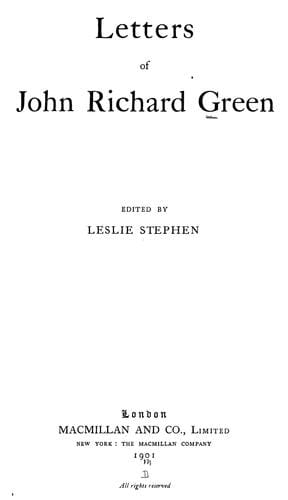 Letters of John Richard Green