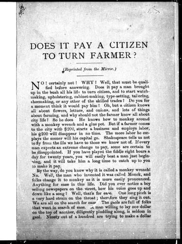 Does it pay a citizen to turn farmer?