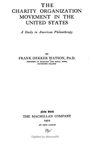 The Charity organization movement in the United States