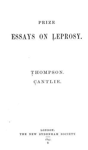 Prize essays on leprosy
