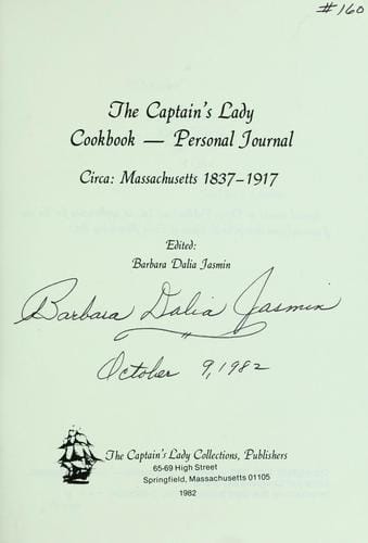 The Captain's Lady cookbook--personal journal