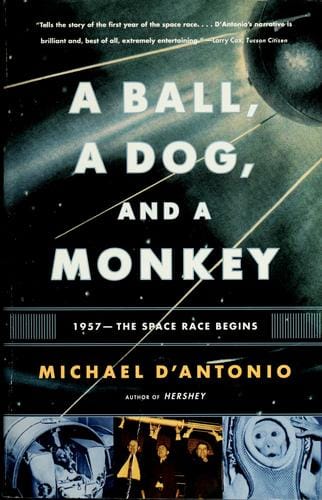 A ball, a dog, and a monkey