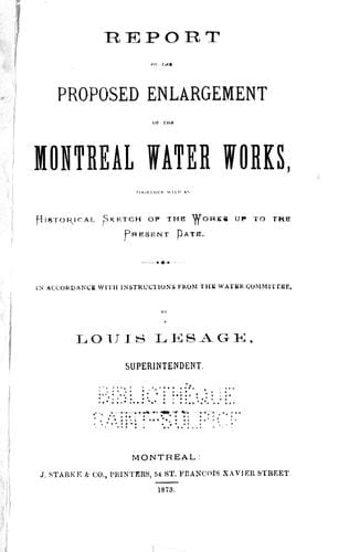 Report on the proposed enlargement of the Montreal water works