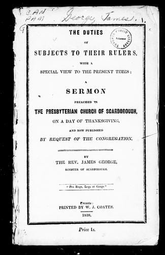 The duties of subjects to their rulers, with a special view to the present times