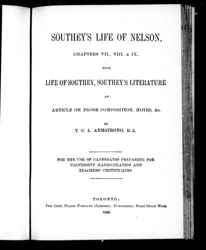 Southey's Life of Nelson, chapters VII, VIII & IX