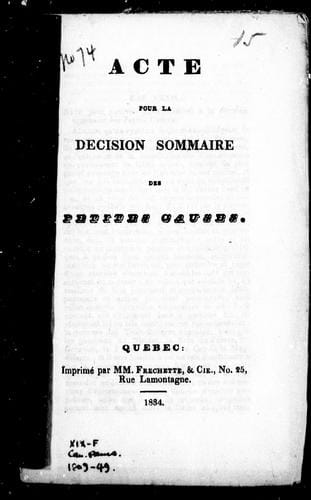 Acte pour la décision sommaire des petites causes