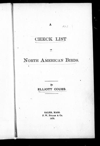 A check list of North-American birds