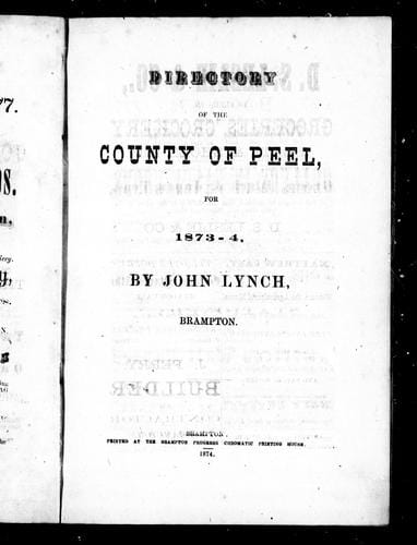 Directory of the County of Peel, for 1873-4