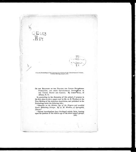 On the relations of the Niagara and Lower Helderberg formations, and their geographical distributions in the United States and Canada