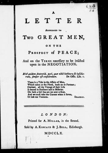 A letter addressed to two great men on the prospect of peace