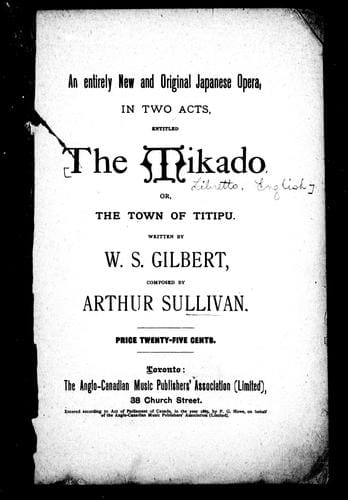 An entirely new and original Japanese opera in two acts, entitled, The mikado, or, The town of Titupu