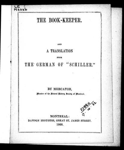 The book-keeper ; and A translation from the German of "Schiller"