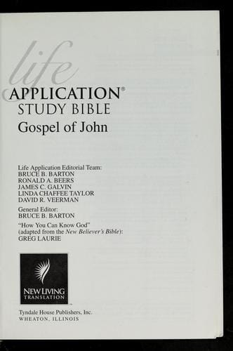 Life application study Bible, Gospel of John